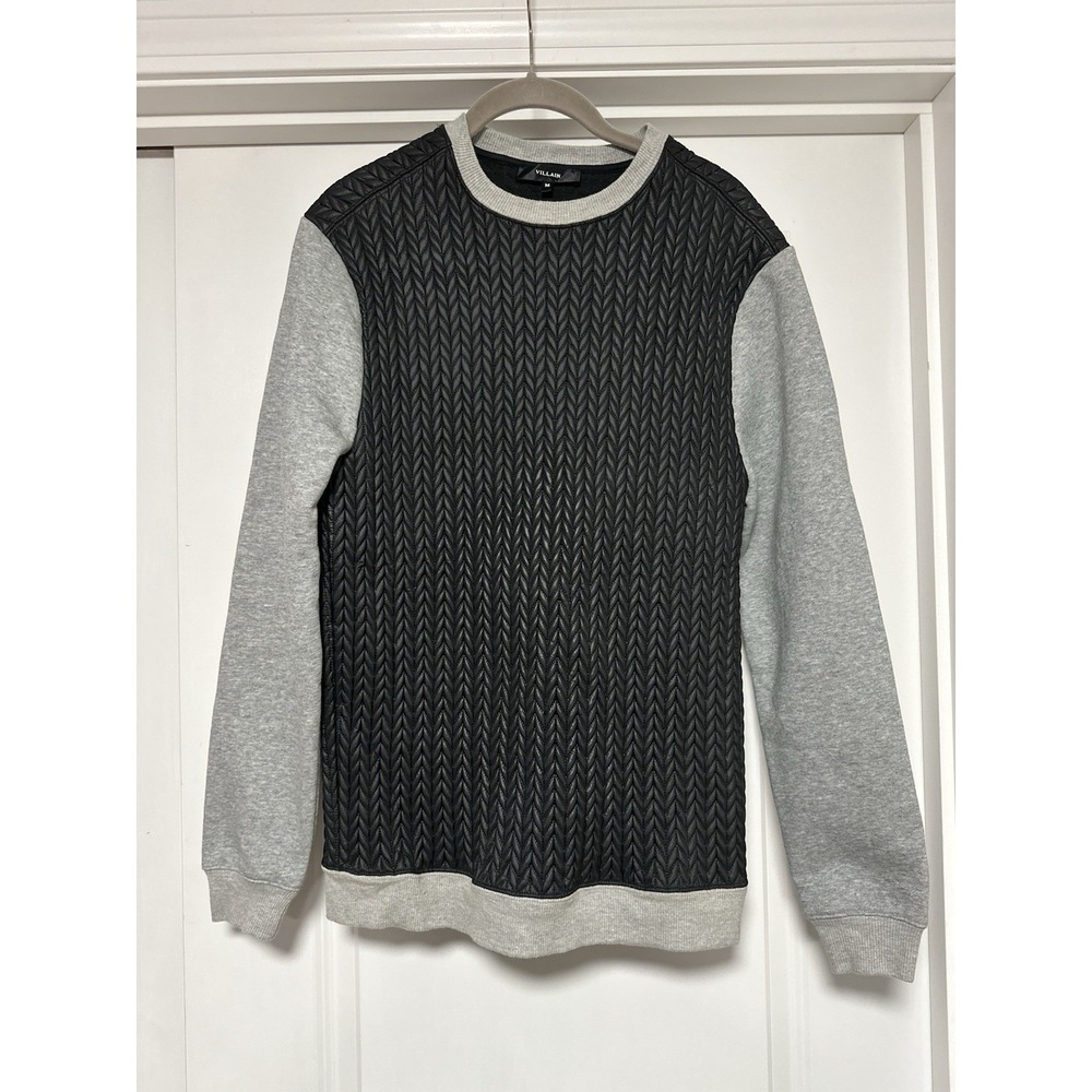 Villain, Men's Textured Sweatshirt,‎ Gray & Black, Size Medium
